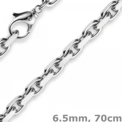 6,5mm Kette Collier Ankerkette Halskette, 750 Gold Weißgold, 70cm Herren