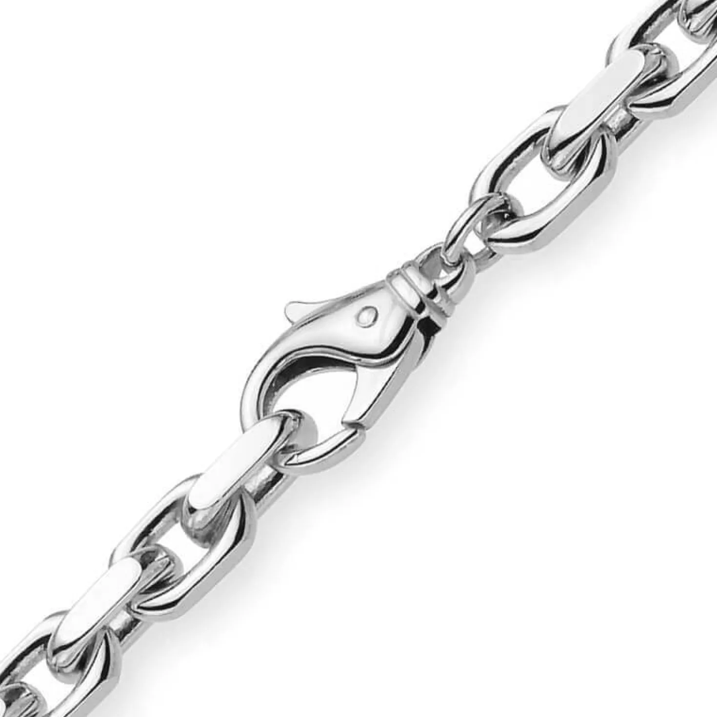 6,5mm Kette Collier Ankerkette Halskette, 585 Gold Weißgold, 60cm Herren