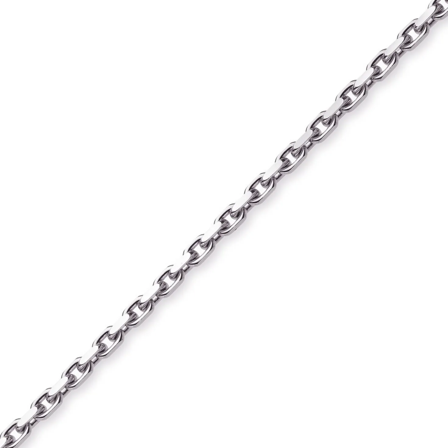 6,5mm Kette Collier Ankerkette Halskette, 750 Gold Weißgold, 60cm Herren