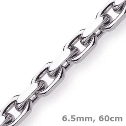 6,5mm Kette Collier Ankerkette Halskette, 750 Gold Weißgold, 60cm Herren