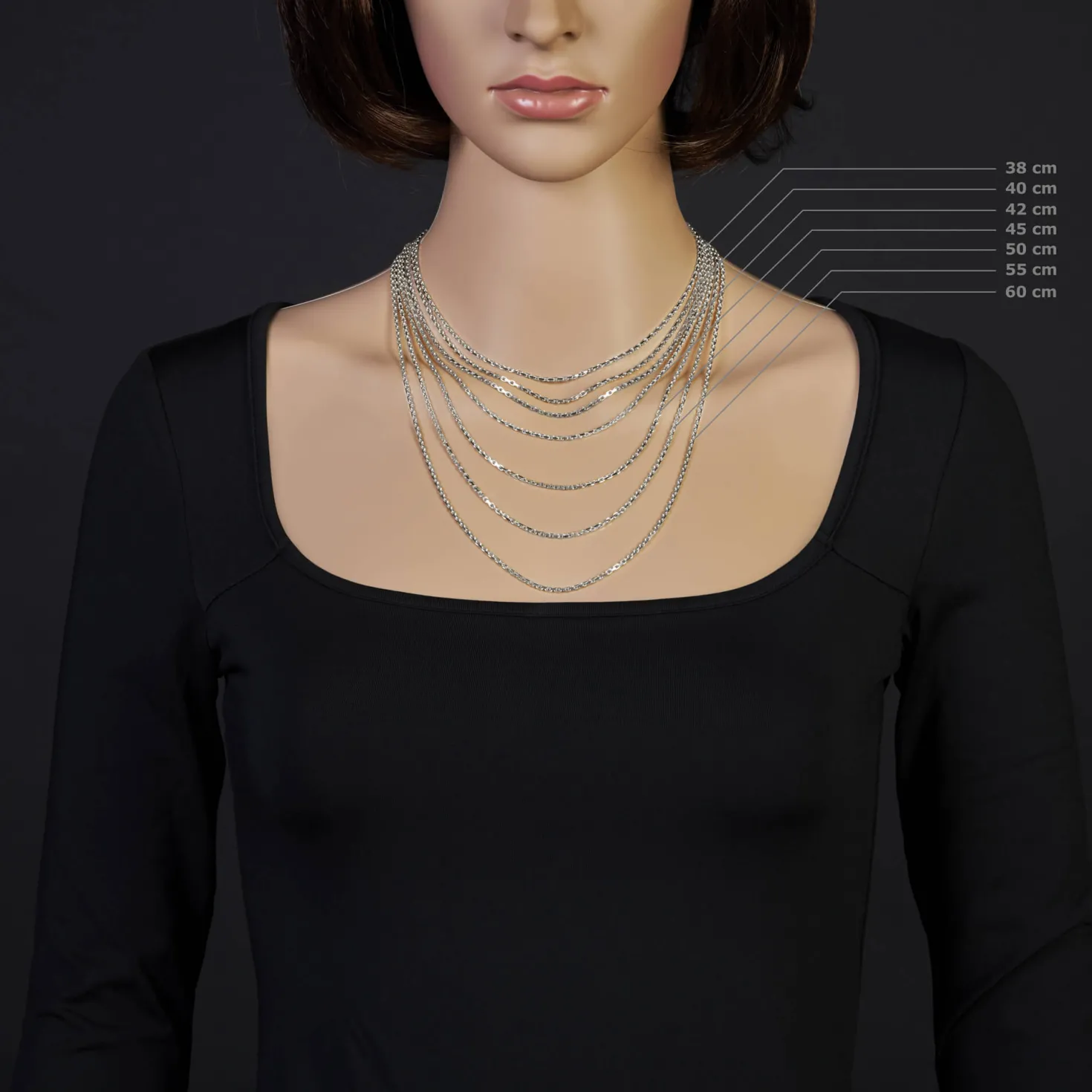 1,8mm Kette Collier Ankerkette Halskette 750 Gold Weißgold 40cm Unisex