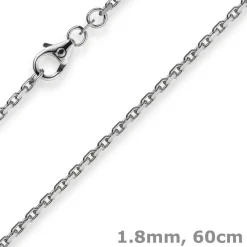 1,8mm Kette Collier Ankerkette Halskette 750 Gold Weißgold 60cm Unisex