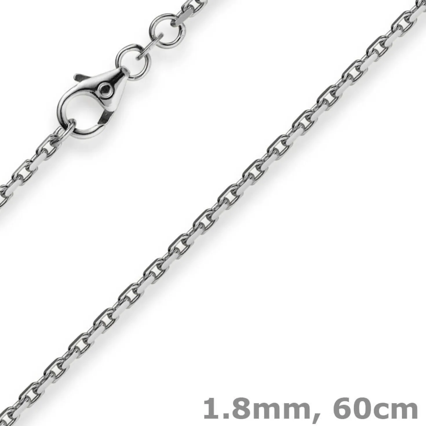 1,8mm Kette Collier Ankerkette Halskette 750 Gold Weißgold 60cm Unisex