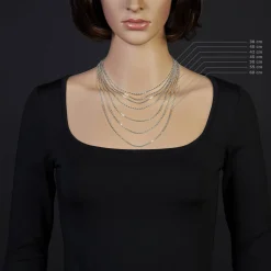 1,8mm Kette Collier Ankerkette Halskette, 585 Gold Weißgold, 50cm Unisex