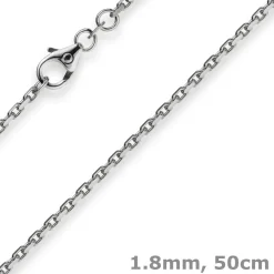 1,8mm Kette Collier Ankerkette Halskette, 585 Gold Weißgold, 50cm Unisex