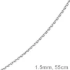 1,5mm Kette Collier Ankerkette Halskette, 585 Gold Weißgold, 55cm Unisex