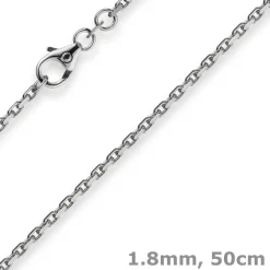 1,8mm Kette Collier Ankerkette Halskette 750 Gold Weißgold 50cm Unisex