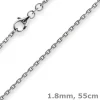 1,8mm Kette Collier Ankerkette Halskette, 585 Gold Weißgold, 55cm Unisex