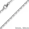 3mm Kette Collier Ankerkette Halskette, 750 Gold Weißgold massiv 60cm