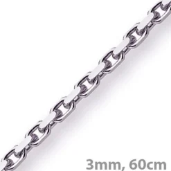 3mm Kette Collier Ankerkette Halskette, 750 Gold Weißgold massiv 60cm