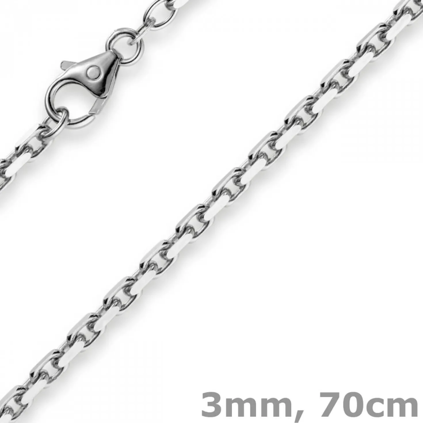 3mm Kette Collier Ankerkette Halskette 585 Gold Weißgold massiv 70cm