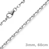 3mm Kette Collier Ankerkette Halskette, 585 Gold Weißgold massiv, 60cm