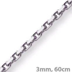 3mm Kette Collier Ankerkette Halskette, 585 Gold Weißgold massiv, 60cm