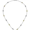 1,5mm Kette Collier aus 925 Silber, rhodiniert teilvergoldet mit Gelbgold, 45cm