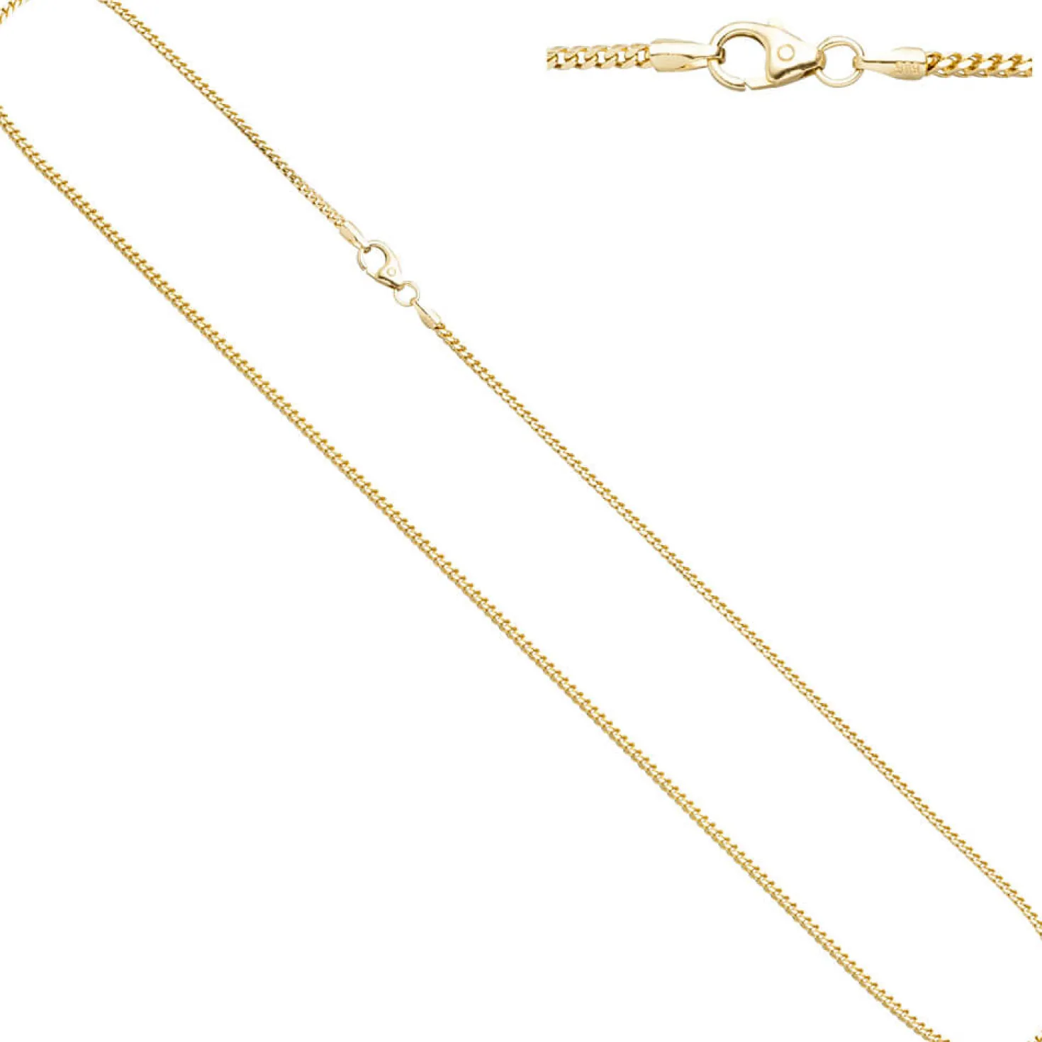 1,2mm Kette Collier Bingokette aus 585 Gold Gelbgold, für Damen, 45cm