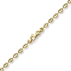 3,5mm Kette Collier Bohnenkette Schiffsankerkette 585 Gold Gelbgold 45cm Unisex