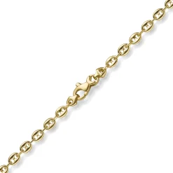 3,5mm Kette Collier Bohnenkette Schiffsankerkette 585 Gold Gelbgold 60cm Unisex
