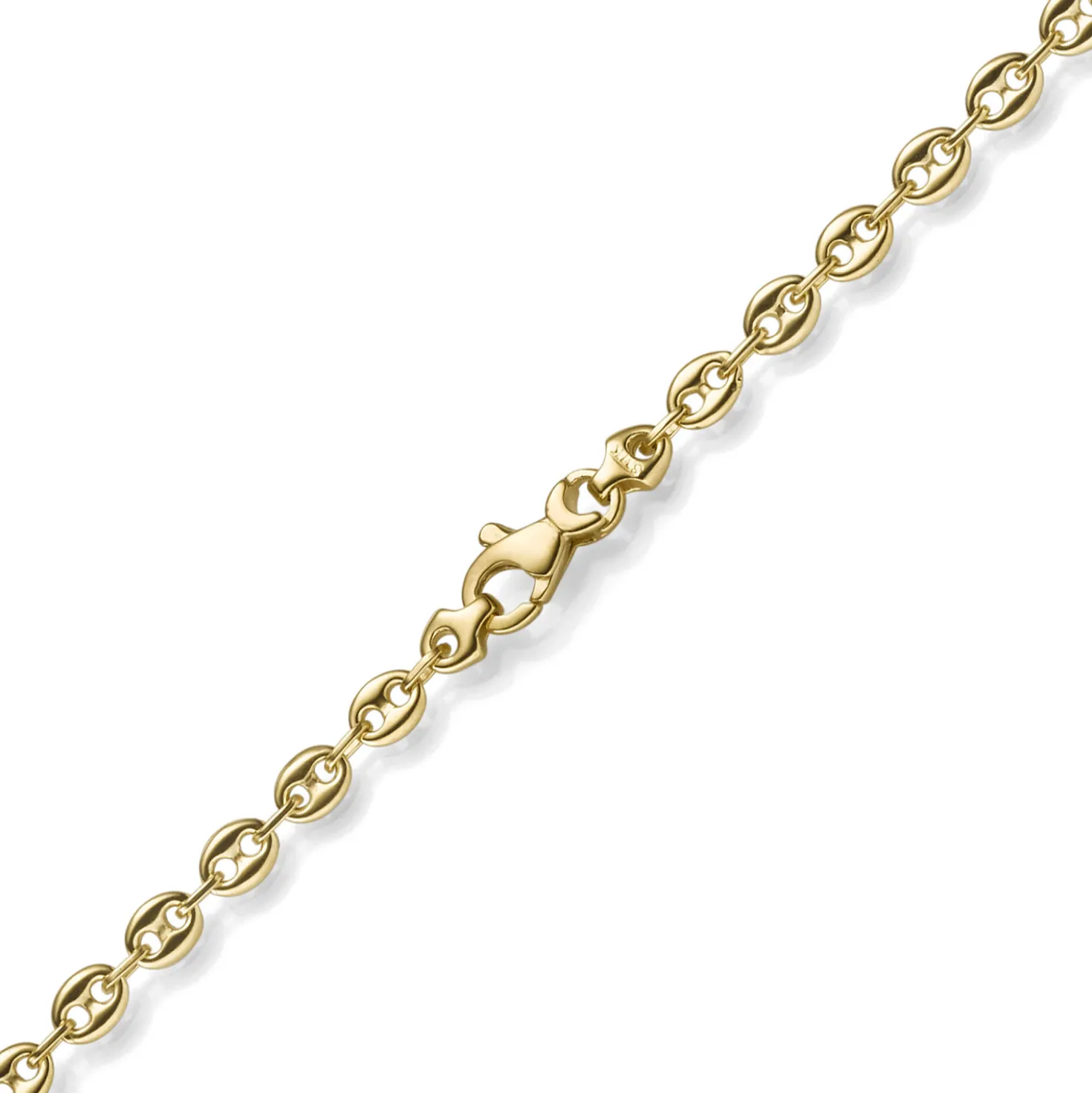 3,5mm Kette Collier Bohnenkette Schiffsankerkette 585 Gold Gelbgold 60cm Unisex