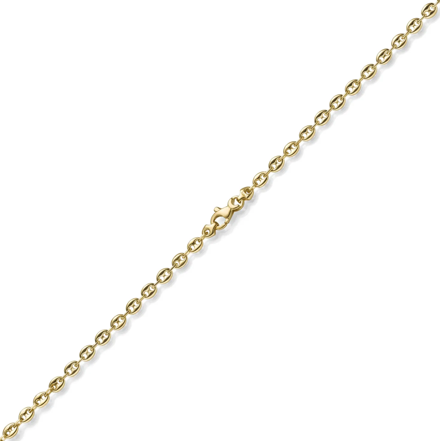 3,5mm Kette Collier Bohnenkette Schiffsankerkette 585 Gold Gelbgold 60cm Unisex