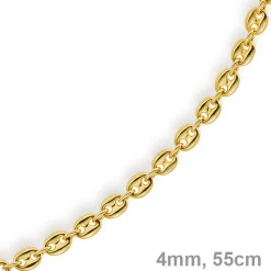 4mm Kette Collier Bohnenkette Schiffsankerkette 585 Gold Gelbgold 55cm Unisex