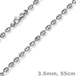 3,5mm Kette Collier Bohnenkette Schiffsankerkette 585 Gold Weißgold 55cm Unisex