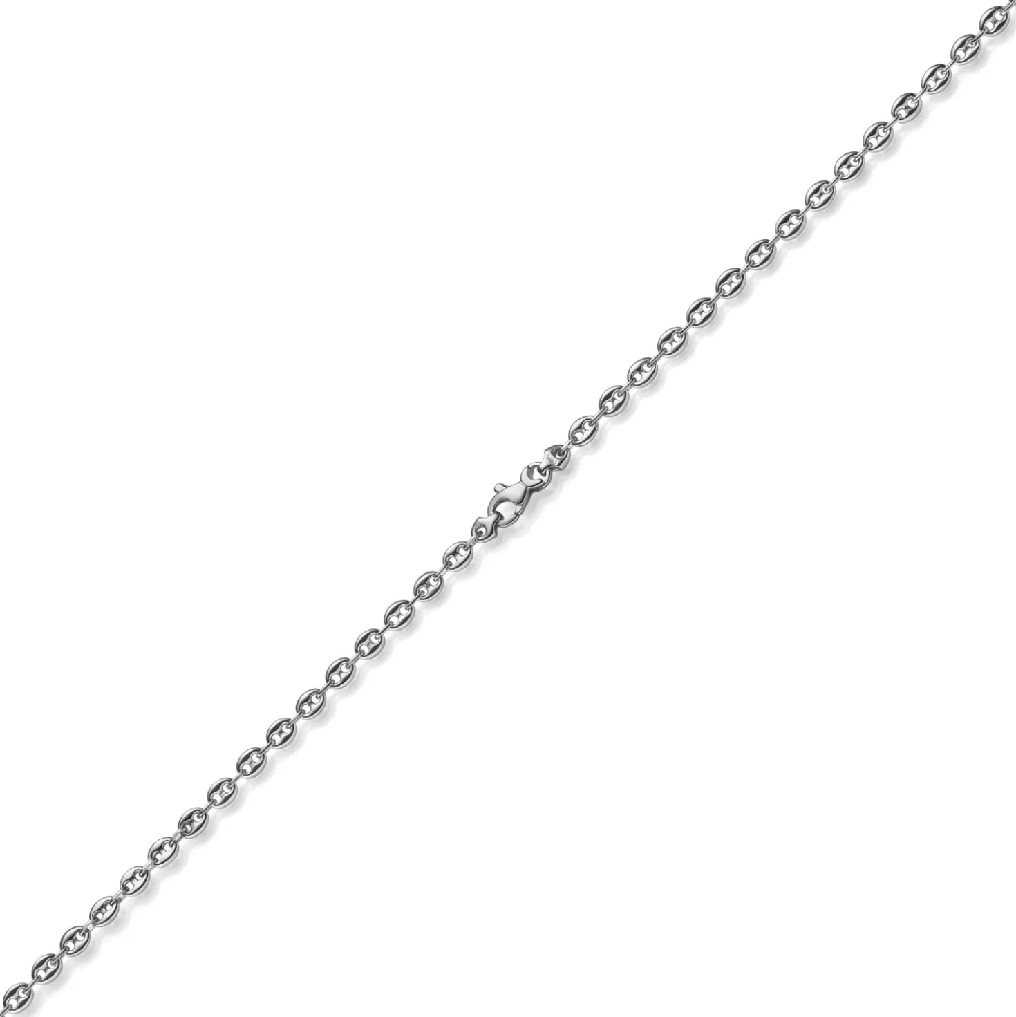 3,5mm Kette Collier Bohnenkette Schiffsankerkette 585 Gold Weißgold 60cm Unisex