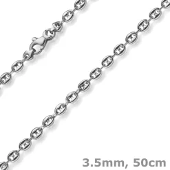 3,5mm Kette Collier Bohnenkette Schiffsankerkette 585 Gold Weißgold 50cm Unisex