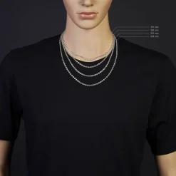 3,5mm Kette Collier Bohnenkette Schiffsankerkette 585 Gold Weißgold 50cm Unisex