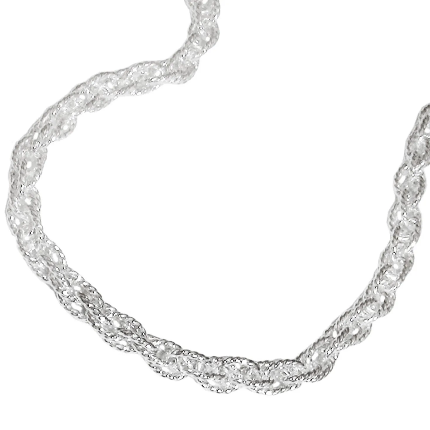 3mm Kette Collier Doppelankerkette Halsschmuck, 925 Silber, 42cm