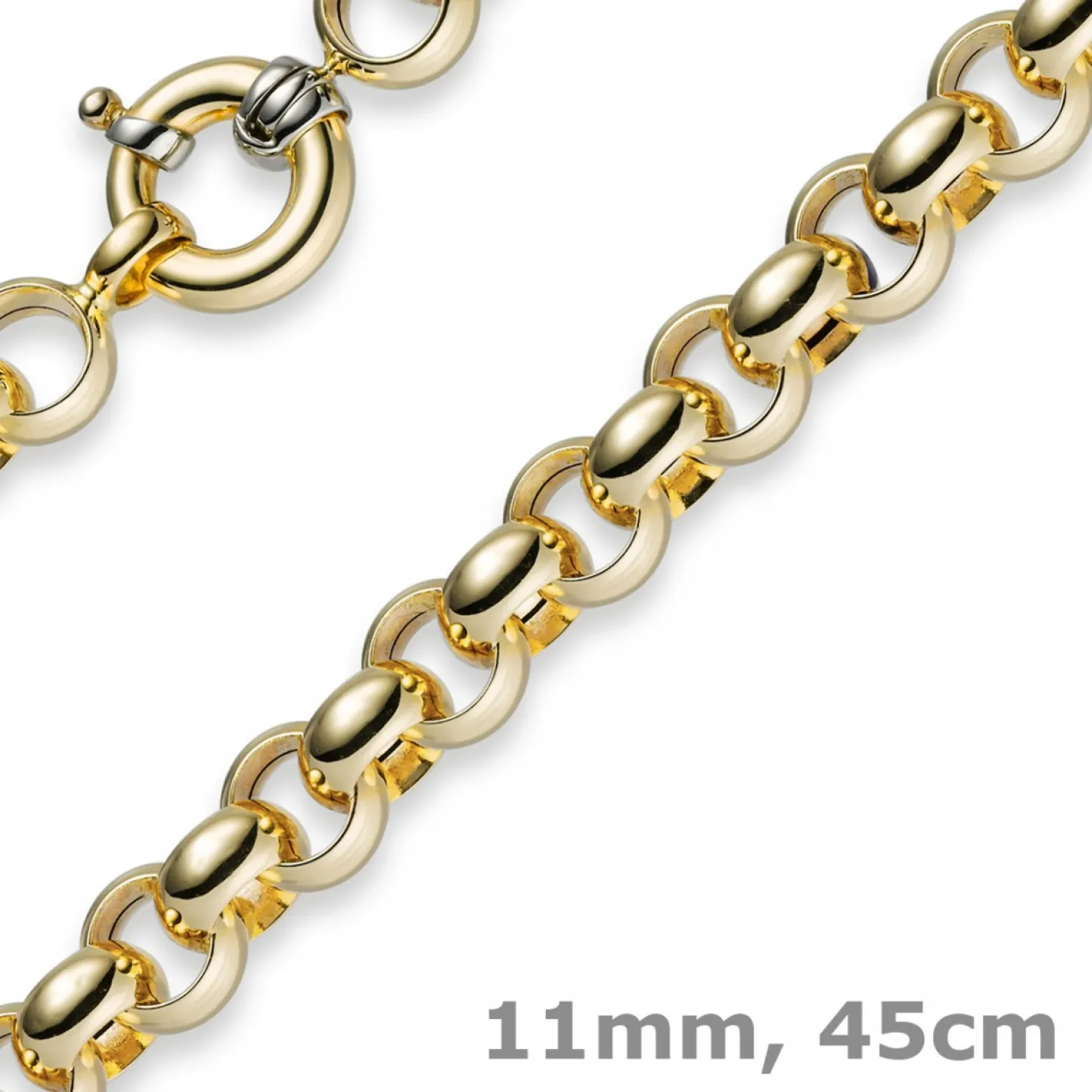 11mm Kette Collier Erbskette aus 585 Gold Gelbgold, 45cm
