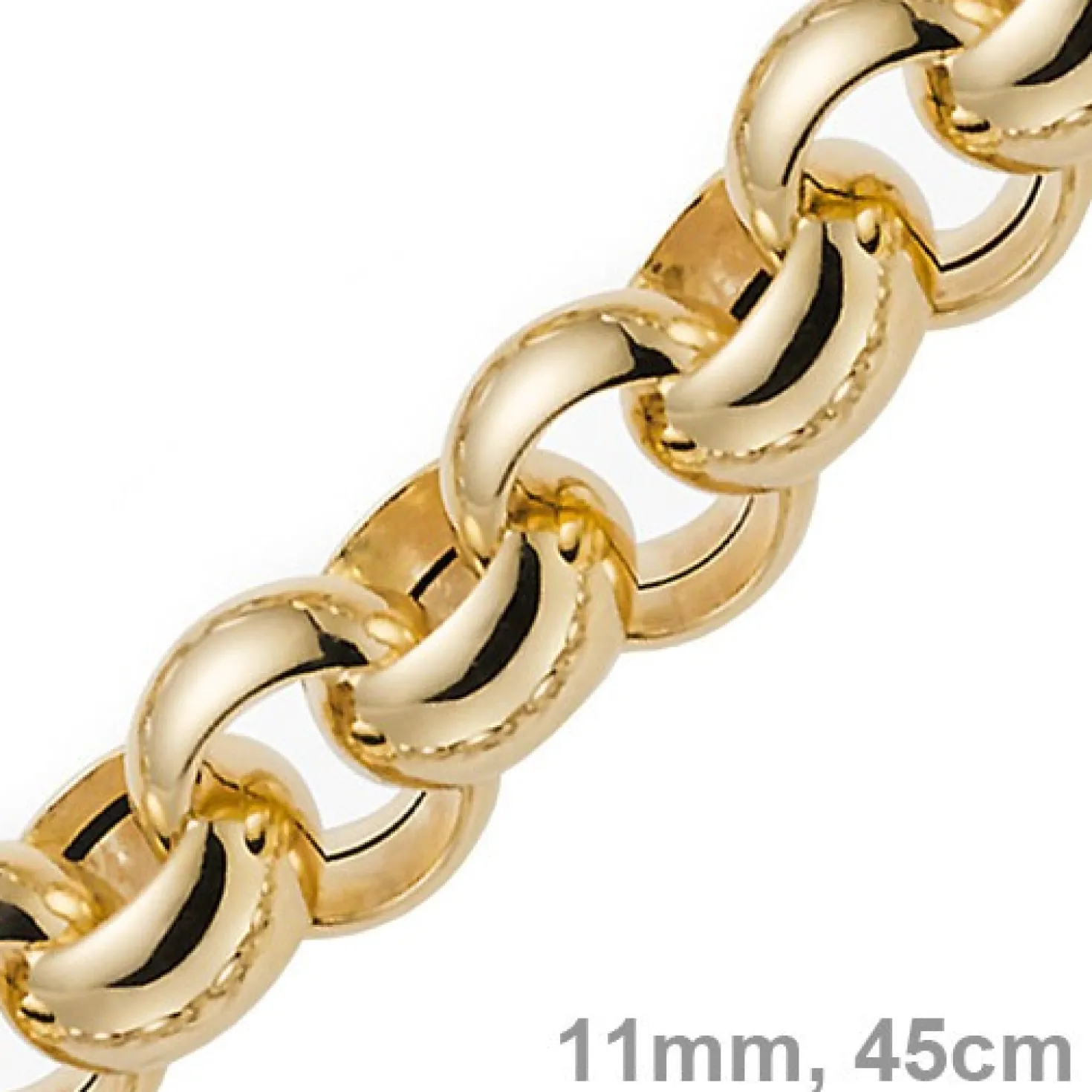 11mm Kette Collier Erbskette aus 585 Gold Gelbgold, 45cm