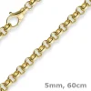 5mm Kette Collier Erbskette aus 585 Gold Gelbgold, 60cm