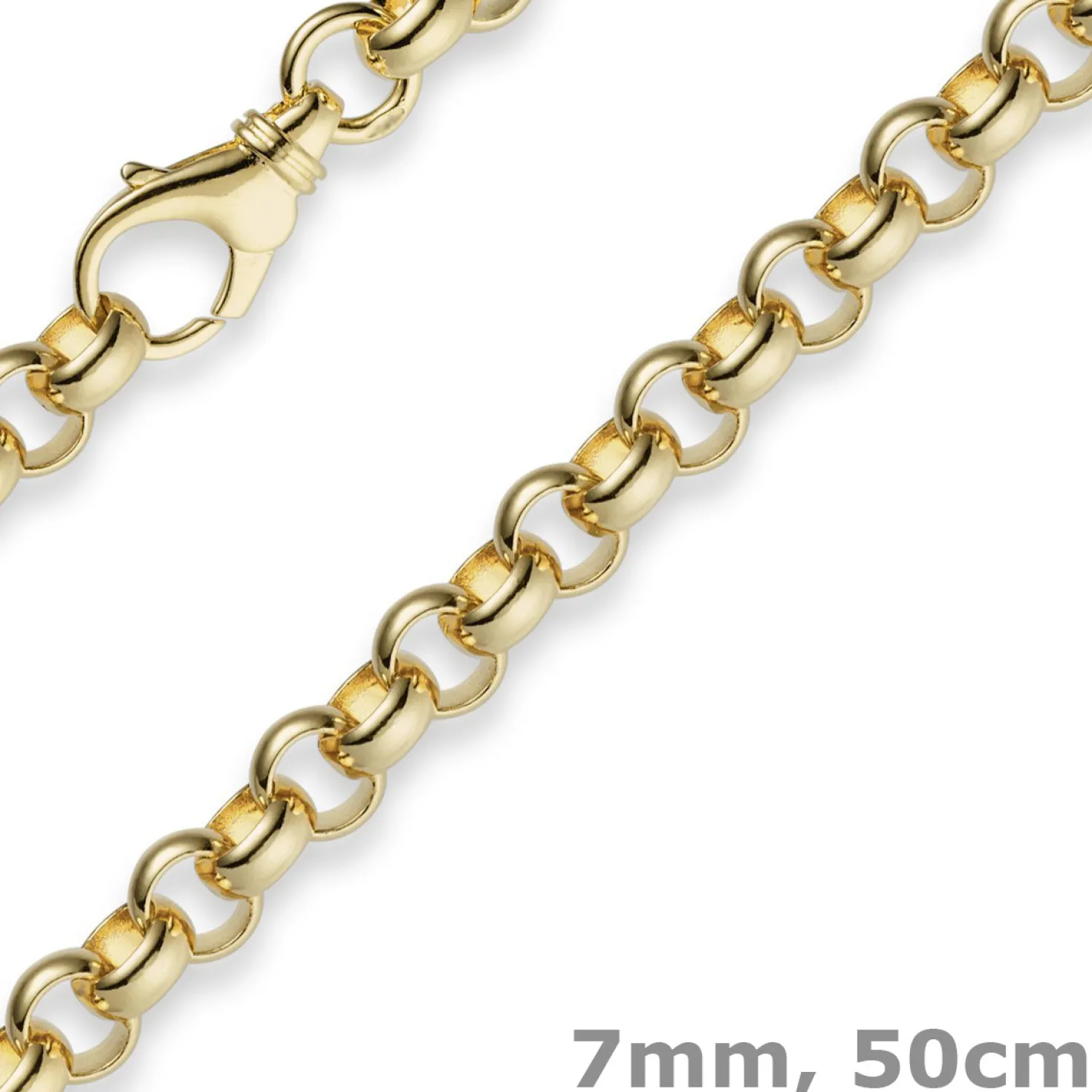 7mm Kette Collier Erbskette aus 750 Gold Gelbgold, 50cm, Unisex