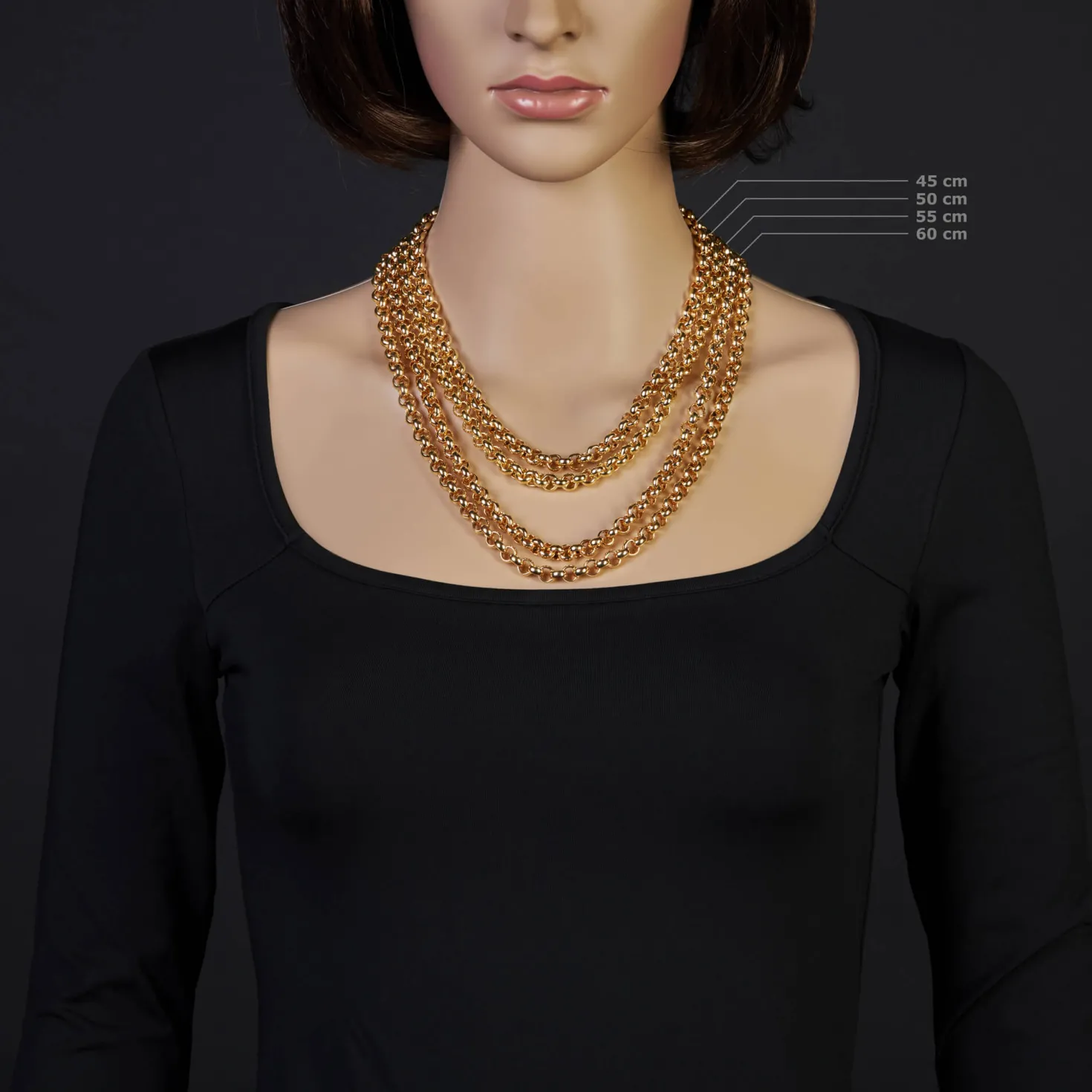 7mm Kette Collier Erbskette aus 585 Gold Gelbgold, 60cm, Unisex