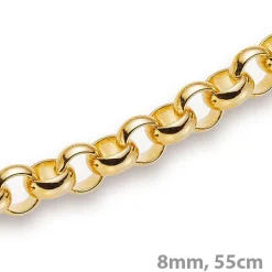 8mm Kette Collier Erbskette aus 750 Gold Gelbgold, 55cm, Unisex