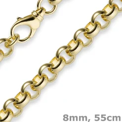 8mm Kette Collier Erbskette aus 750 Gold Gelbgold, 55cm, Unisex