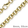 8mm Kette Collier Erbskette aus 585 Gold Gelbgold, 55cm, Unisex
