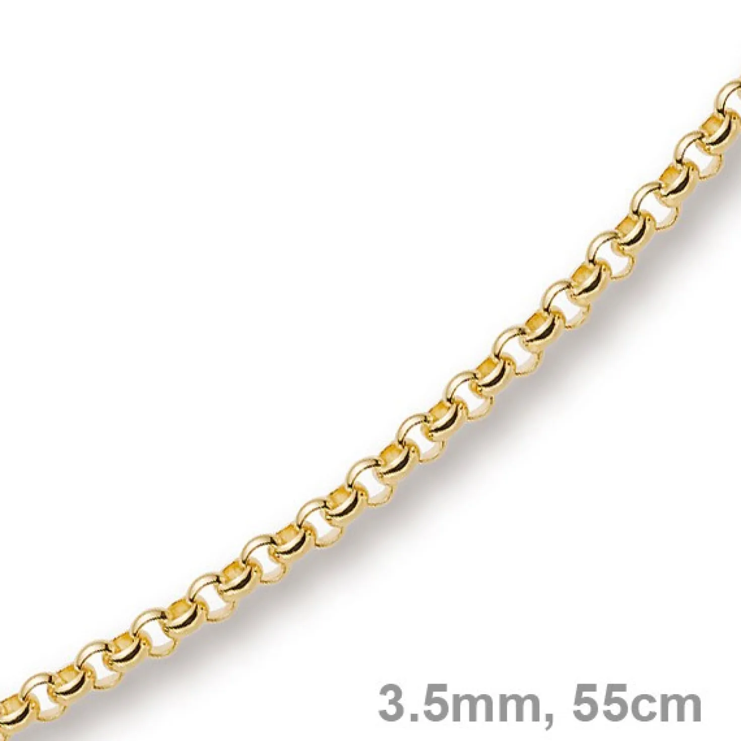 3,5mm Kette Collier Erbskette aus 585 Gold Gelbgold, 55cm, Unisex