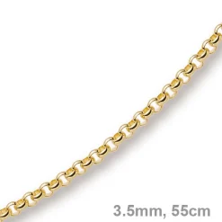 3,5mm Kette Collier Erbskette aus 750 Gold Gelbgold, 55cm, Unisex