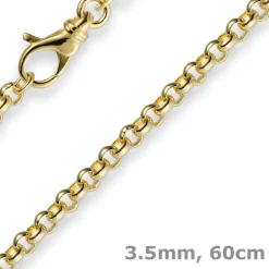 3,5mm Kette Collier Erbskette aus 585 Gold Gelbgold, 60cm, Unisex