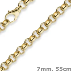 7mm Kette Collier Erbskette aus 750 Gold Gelbgold 55cm Unisex Goldkette