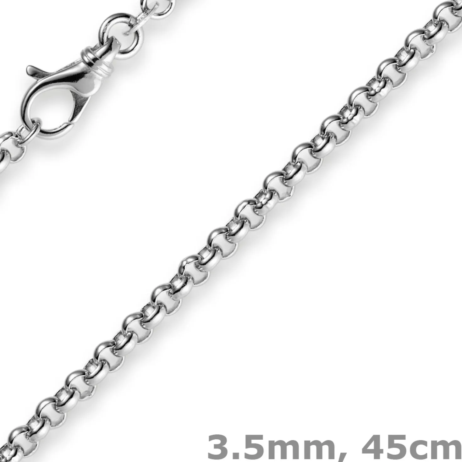 3,5mm Kette Collier Erbskette Halskette, 750 Gold Weißgold 45cm