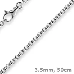 3,5mm Kette Collier Erbskette Halskette, 585 Gold Weißgold 50cm Unisex
