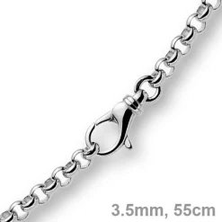 3,5mm Kette Collier Erbskette Halskette, 750 Gold Weißgold 55cm Unisex
