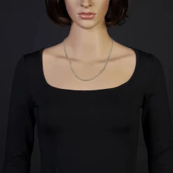 3,5mm Kette Collier Erbskette Halskette, 750 Gold Weißgold 50cm Unisex