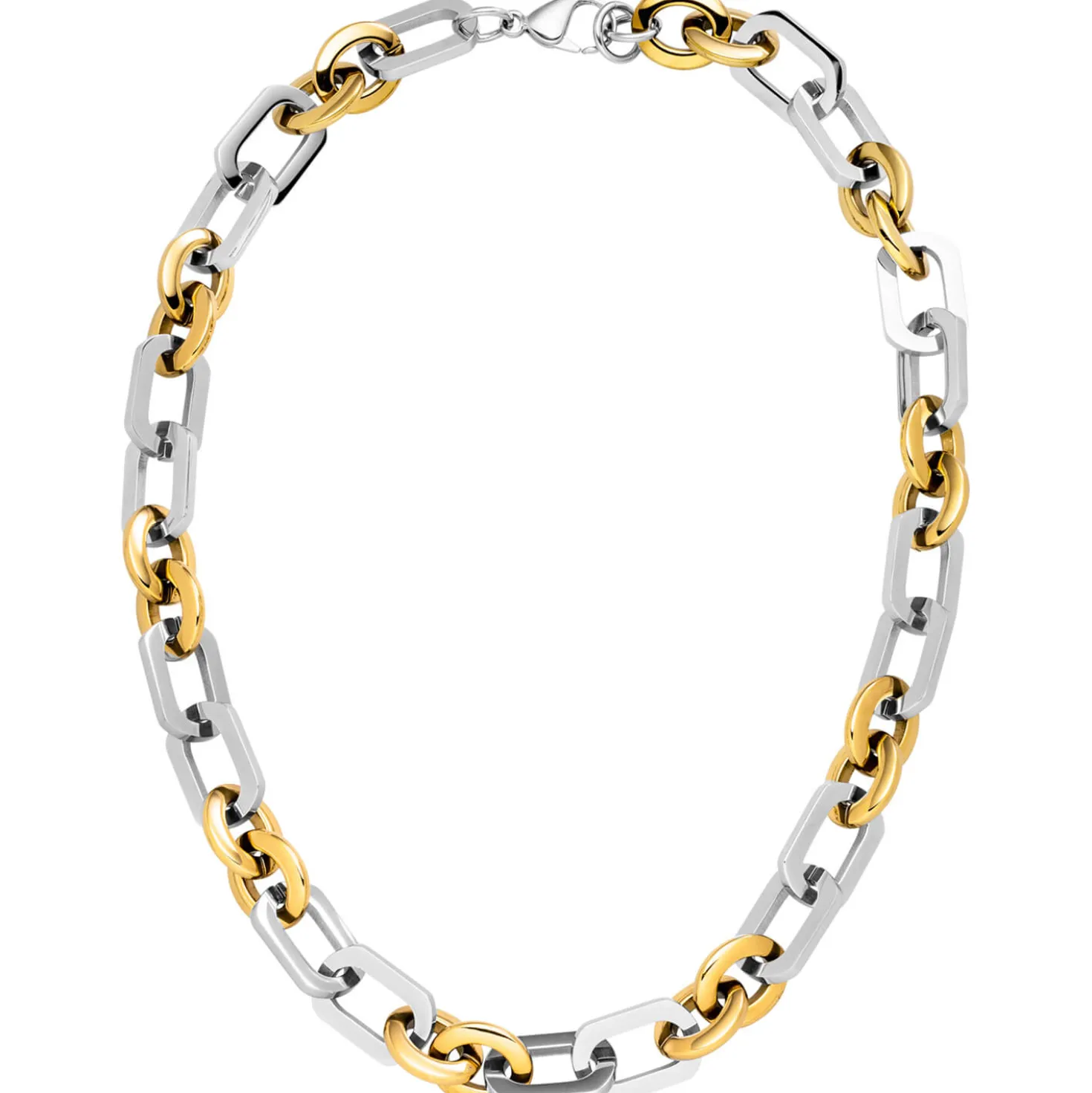 13,7mm Kette Collier Halskette aus Edelstahl goldfarben beschichtet 50-51cm