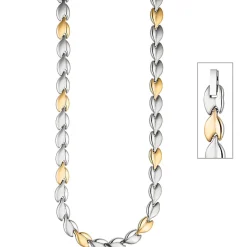 8,4mm Kette Collier Halskette aus Edelstahl teilmattiert Gold-Silber-Farbe 45cm