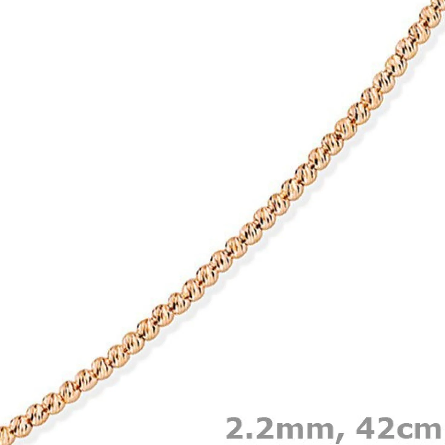 2,2mm Kette Collier Kügelchenkette Kugelkette, 585 Gold Rotgold, 42cm