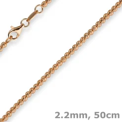 2,2mm Kette Collier Kügelchenkette Kugelkette, 585 Gold Rotgold, 50cm