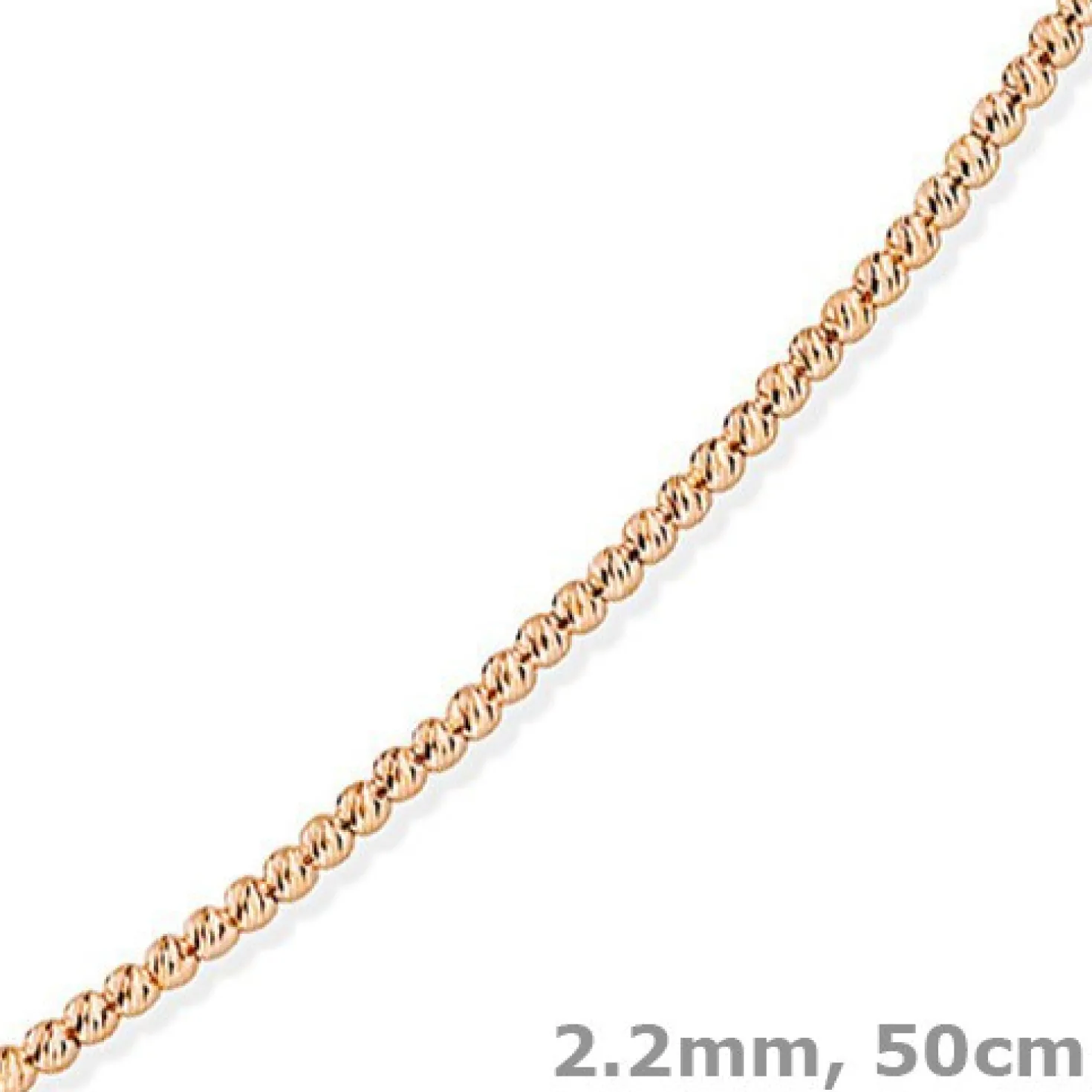 2,2mm Kette Collier Kügelchenkette Kugelkette, 585 Gold Rotgold, 50cm